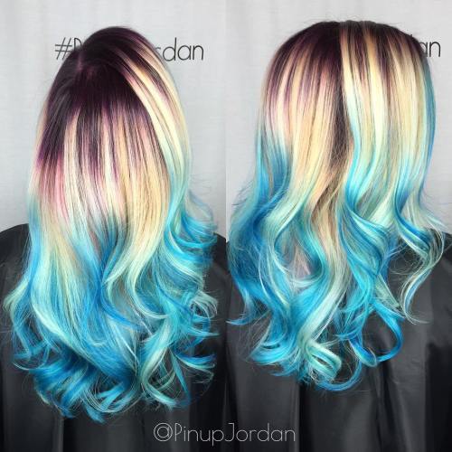 Blondinka Hair With Blue Balayage