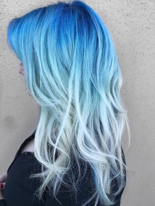 dolga blue and blonde hair