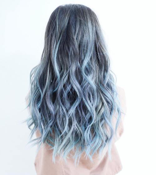 Pastel Blue Ombre Highlights