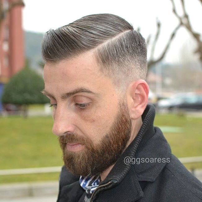 Elegant Side Part Taper With Facial Hairstyle