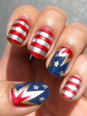 Spika Side's fourth of july nail art