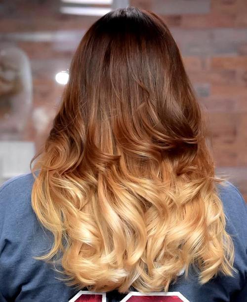 brun to blonde long ombre