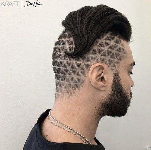 мушкарци's long quiff hairstyle with shaved design