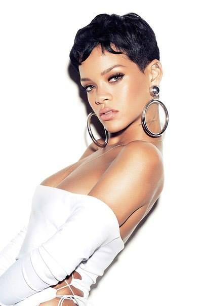 Rihanna extra short hairstyle with waves