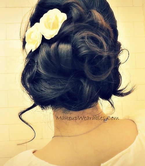 lockig homecoming updo for thick hair