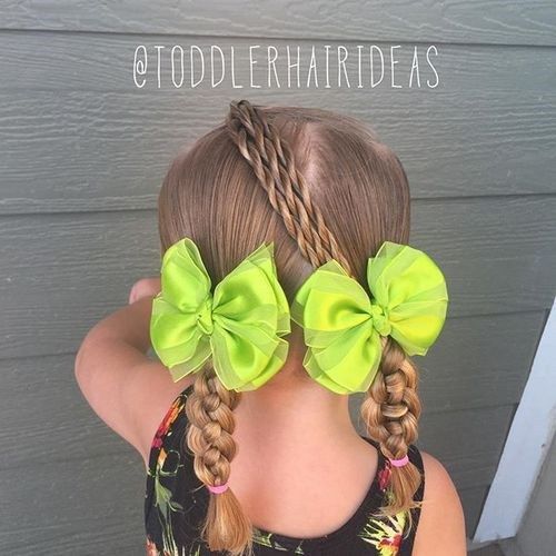 två braids and three twists for little girls