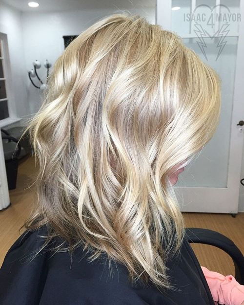 Mid-Length Shiny Blonde Hairstyle