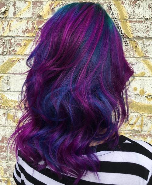 Luminos Blue And Purple Balayage Hair