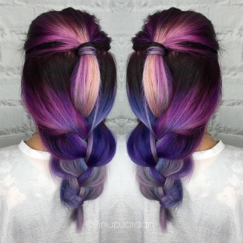 Violet To Blue Balayage Ombre
