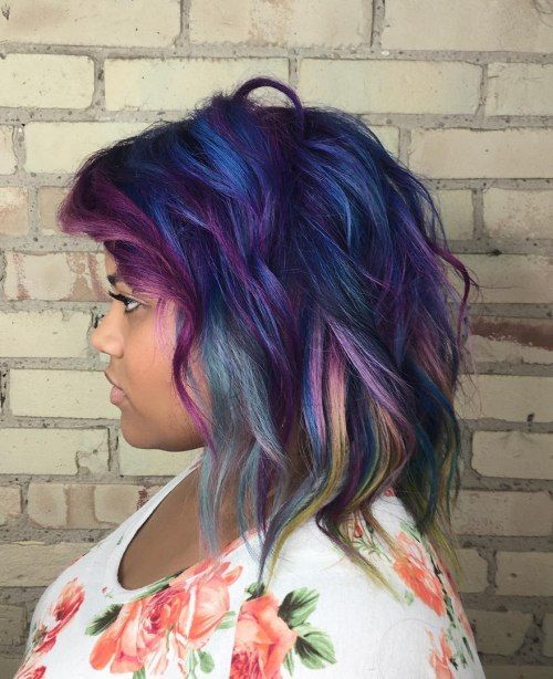 Mediu Purple And Blue Hair