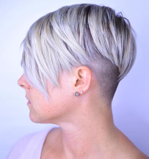 Blond Pixie With Shaved Nape