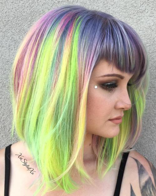 Pastell Dyed Lob With Bangs