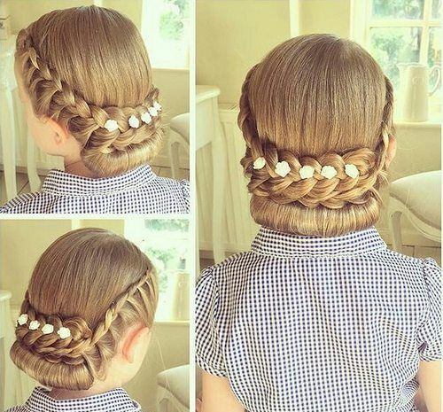 formell braided roll updo for girls