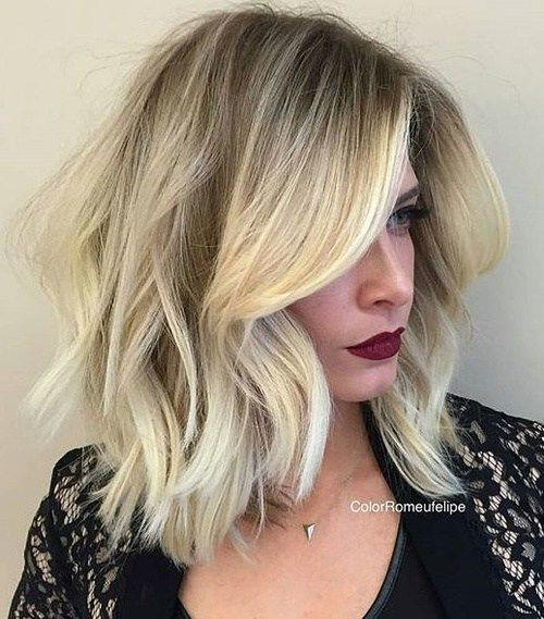 dlho blonde bob with darkened roots