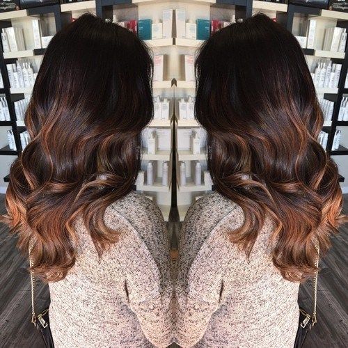 тамно brown hair with medium brown ombre highlights