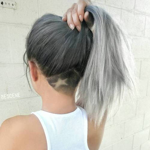 Lung Gray Hair With Nape Undercut