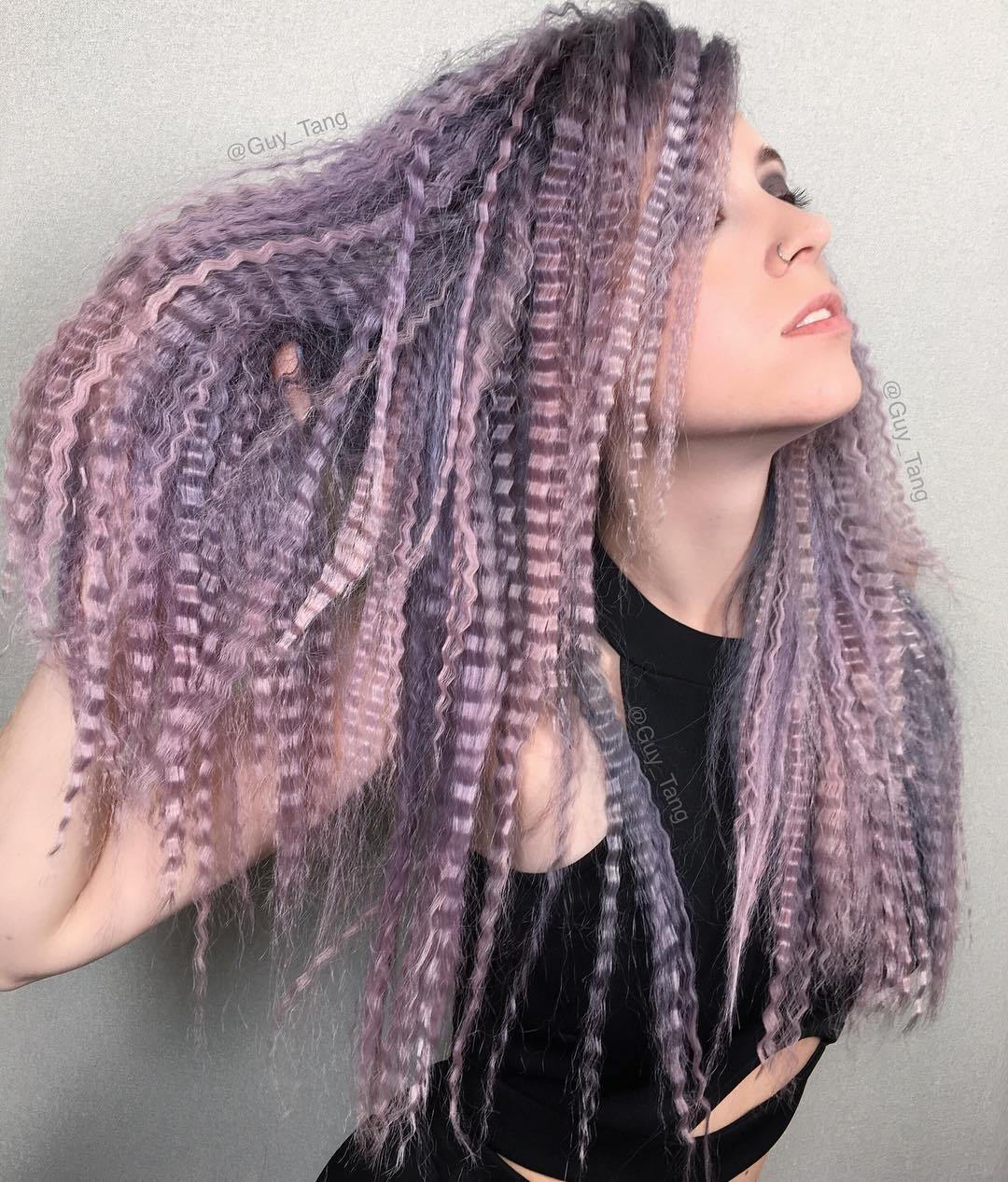 dlho Pastel Purple Crimped Hair