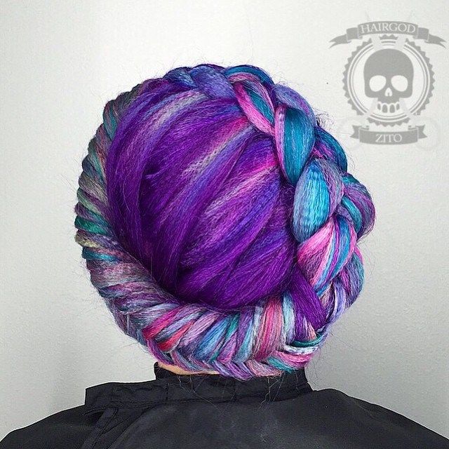 koruna Braid For Purple Crimped Hair
