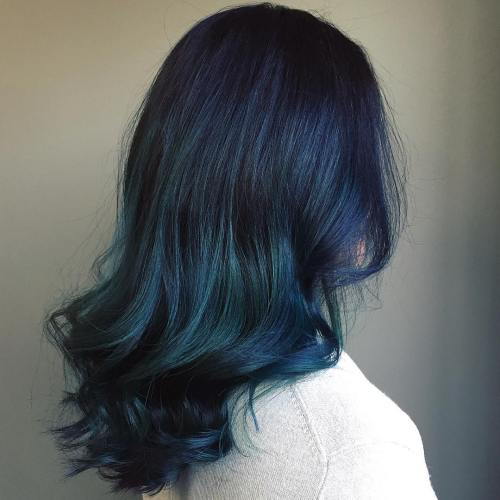 Negru To Teal Ombre Hair