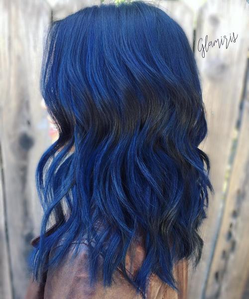 Medium Layered Blue Hairstyle