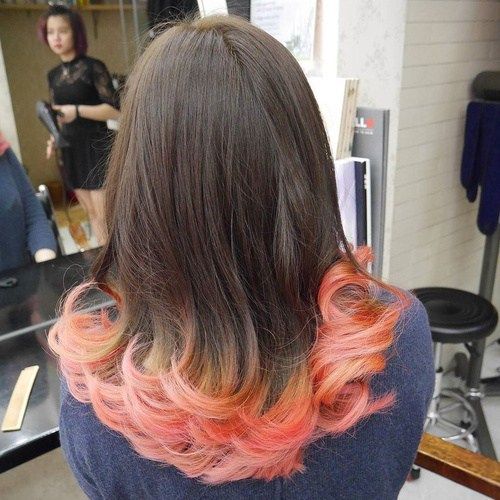 hnedý Hair With Pastel Pink Dip Dye
