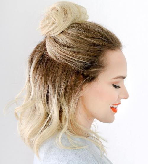 Halv Up Top Knot For Lob