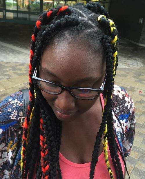 Dookie Braids With Colorful Highlights