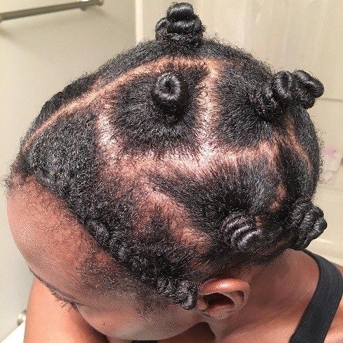Упдо With Bantu Knots For Short Natural Hair