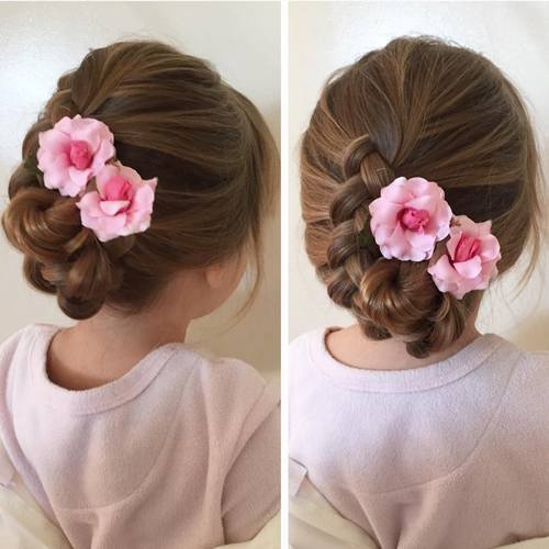 девојке' braided bun hairstyle