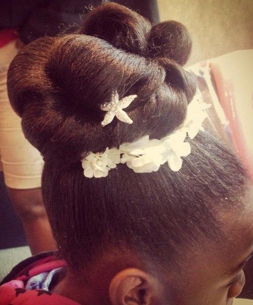 црн flower girl updo hairstyle