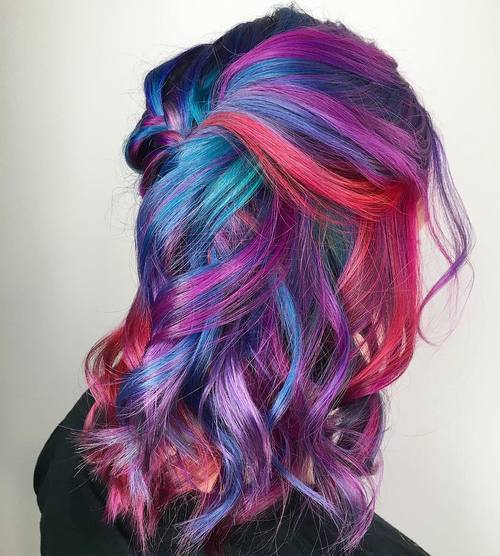 Fialová, Red And Blue Pastel Hair