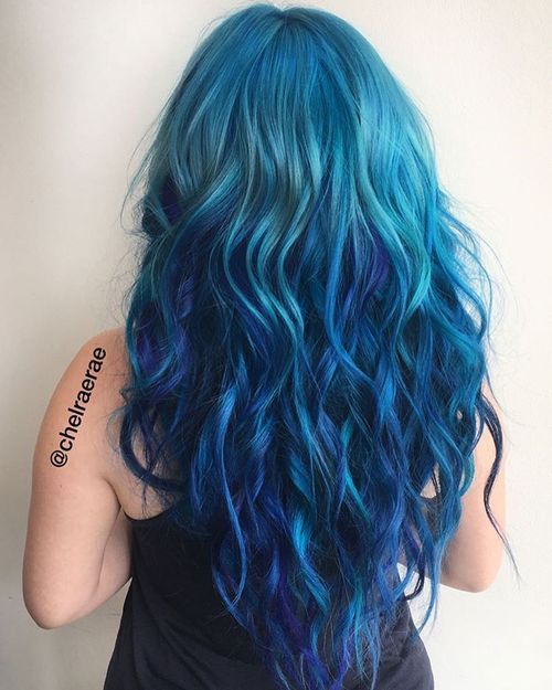 Modrozelený Hair With Blue Highlights