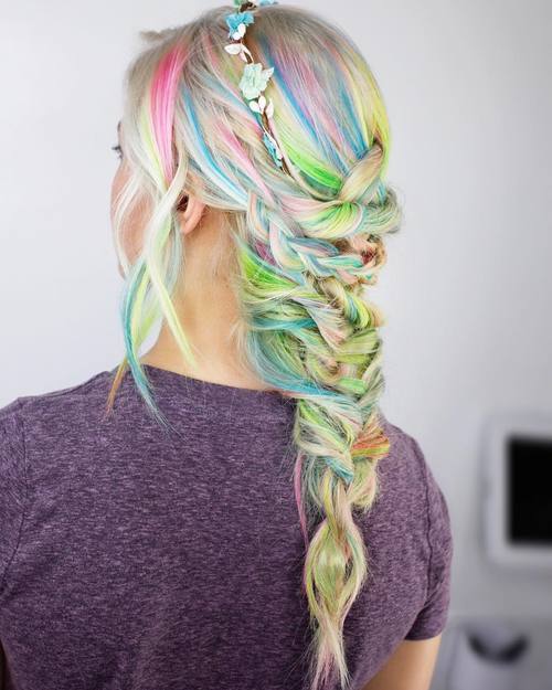 Blond Hair With Rainbow Highlights