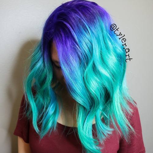 Blå And Teal Hair Color