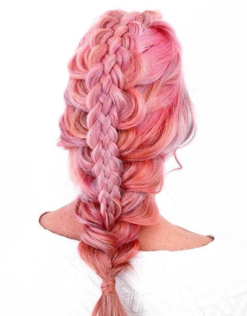 Pastell Pink Braided Hairstyle