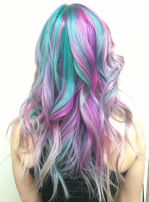 Modrozelený And Pink Pastel Hair