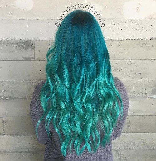 Modrozelený To Turquoise Ombre