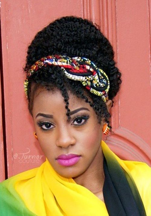 updo for natural hair with a headband