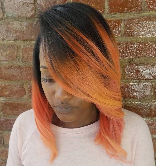afrikansk American Rose Gold Bob With Root Fade