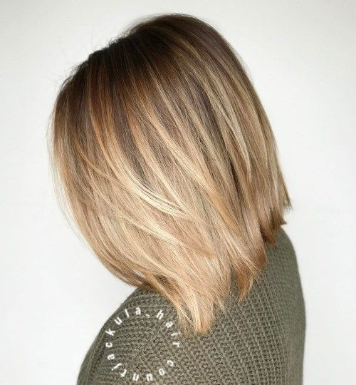 Drept Bob With Blonde Balayage Ombre 