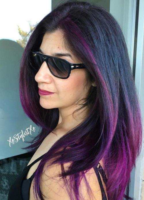 Svart Hair With Purple Highlights