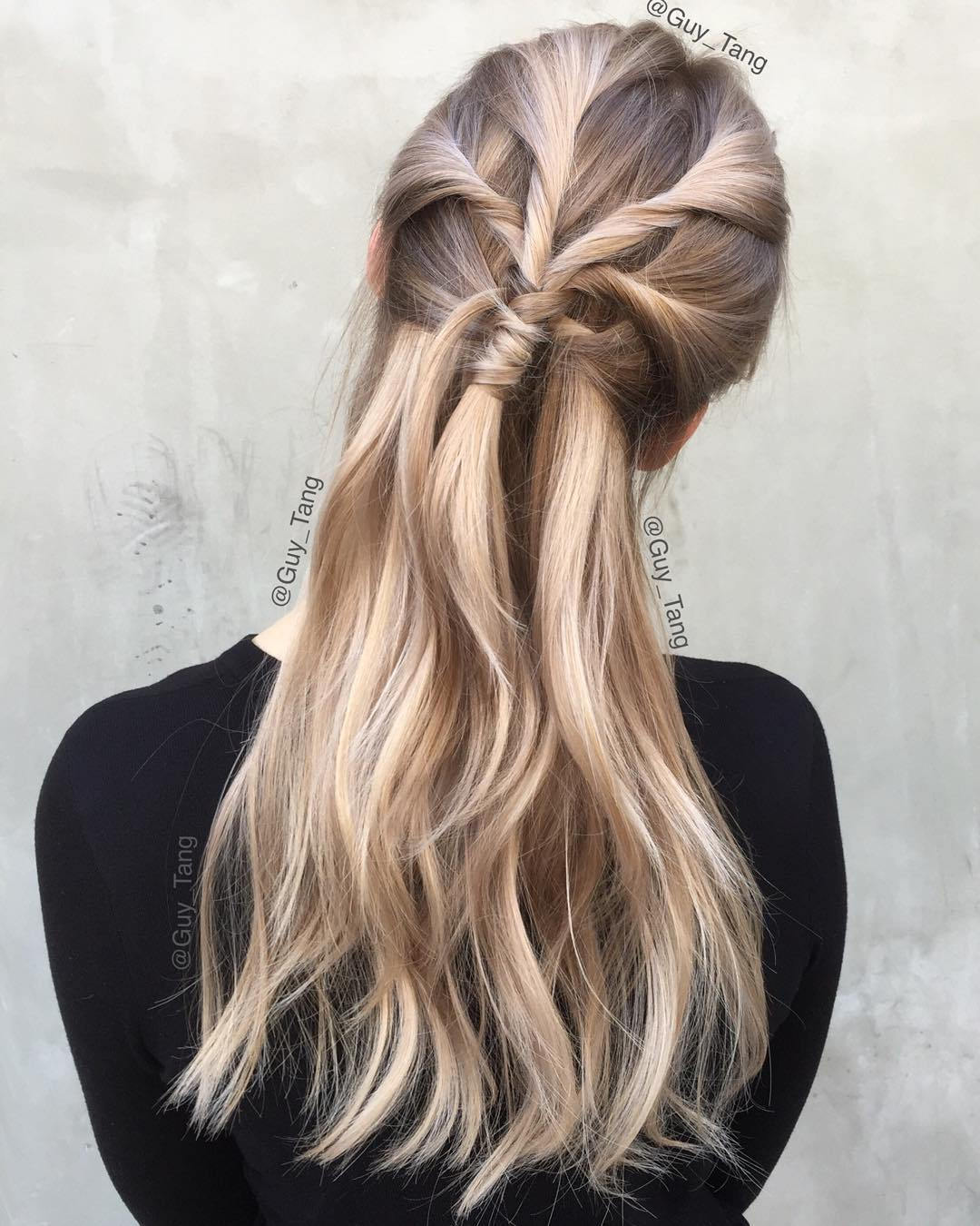 Twisted Half Updo For Long Hair