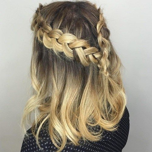 Halv Updo With Two Braids