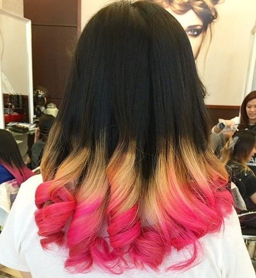 svart, blonde and pink hair color