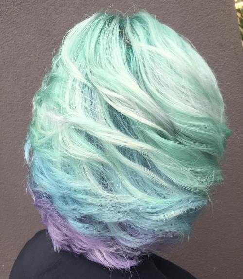 Kort Mint Green And Lavender Hair
