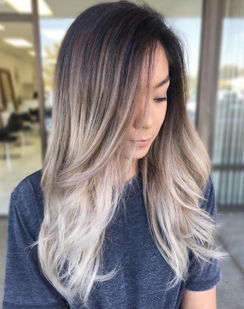 tmavý Brown Hair With Ash Blonde Ombre