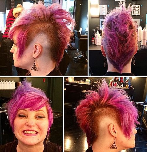 punk- pink mohawk with undershaves