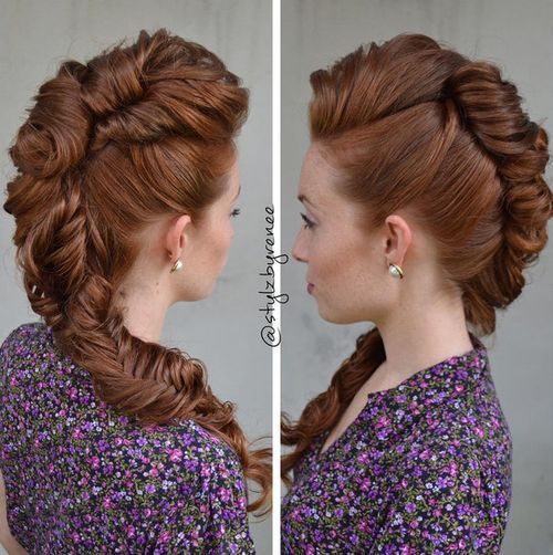 vriden faux hawk updo with fishtail braid