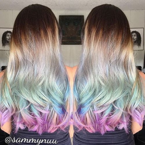 brun to pastel blue ombre
