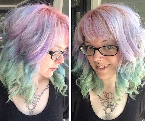 pastell pink into turquoise ombre